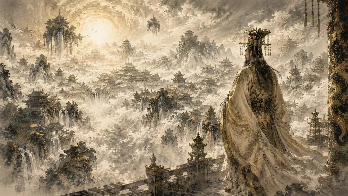 The Jade Emperor overlooking the Heavenly Kingdom in Chinese mythology