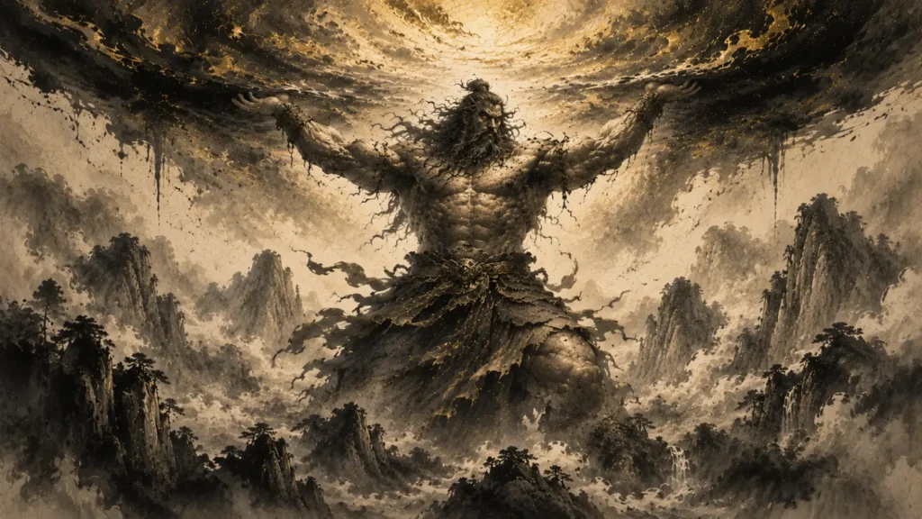 Pangu separating Heaven and Earth in Chinese creation mythology