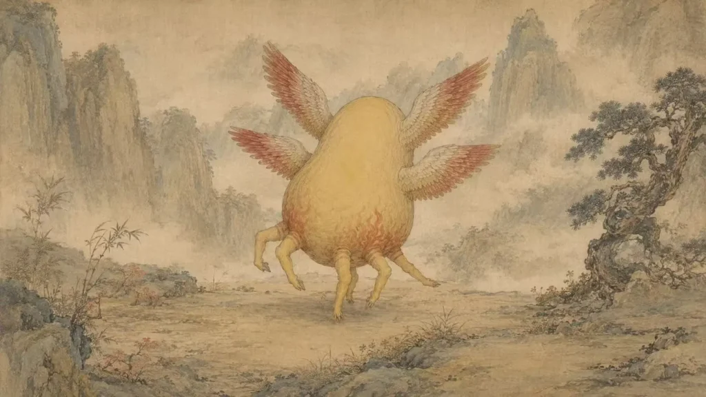 Faceless Dijiang singing and dancing in a mountain clearing