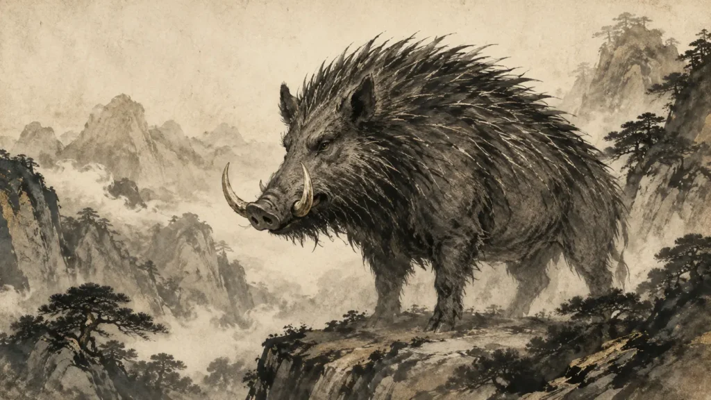 Haozhi wandering through the ancient mountain forests described in the Shan Hai Jing