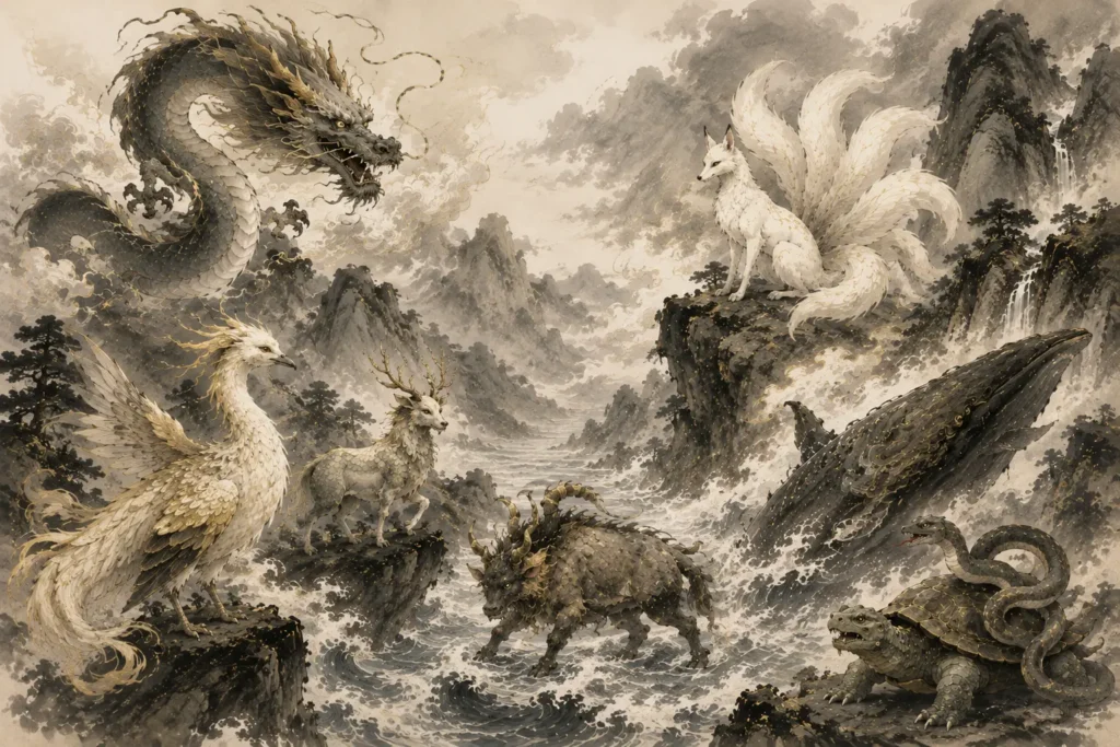 Creatures from the Shan Hai Jing or Classic of Mountains and Seas